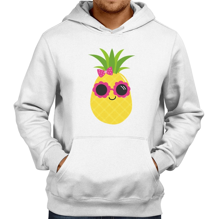 Moletom Abacaxi Óculos e Laço - Branco