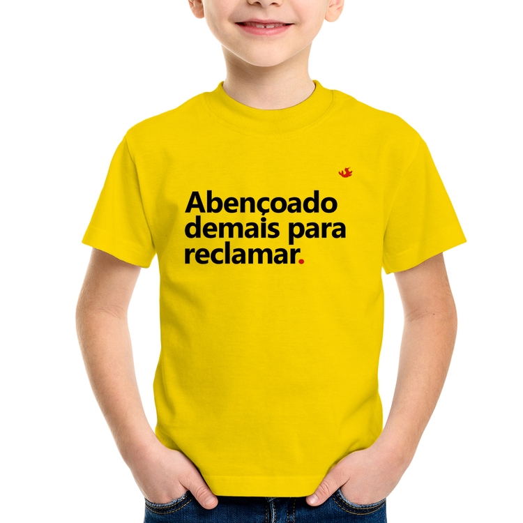 Camiseta Infantil Abençoado demais para reclamar - Amarela