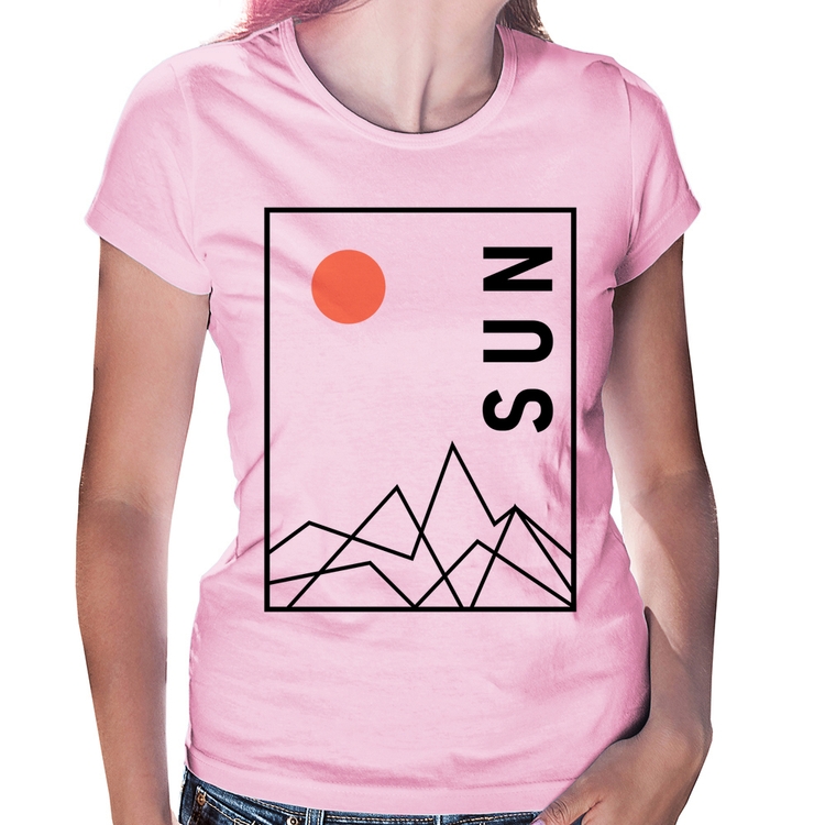 Baby Look Abstract Sun - Rosa Bebê