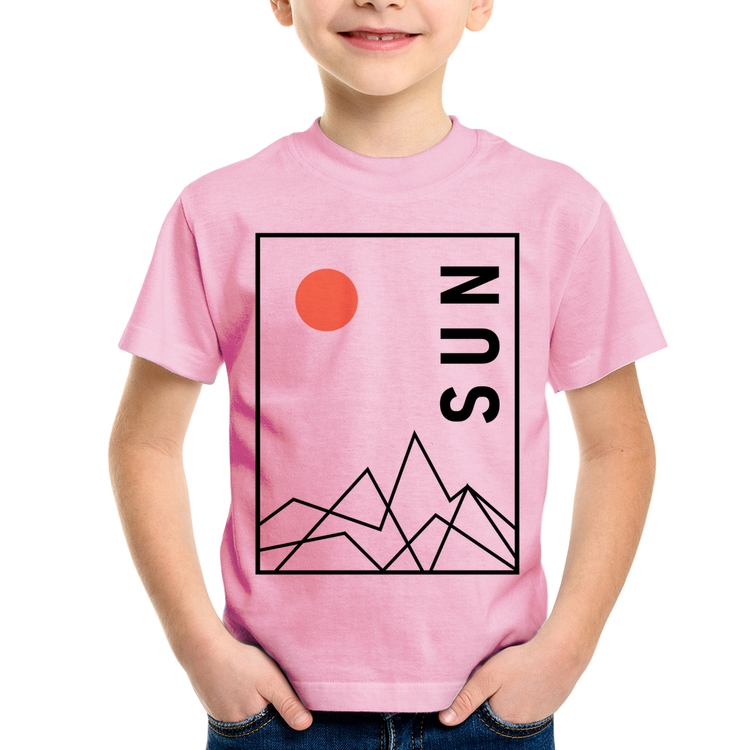 Camiseta Infantil Abstract Sun - Rosa Bebê