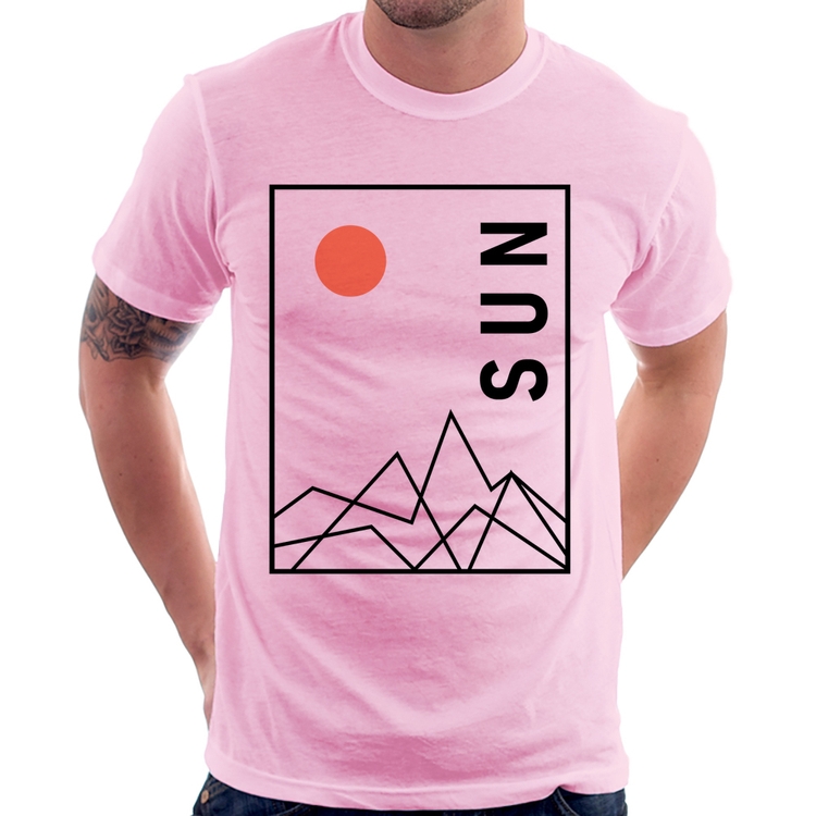 Camiseta Abstract Sun - Rosa Bebê