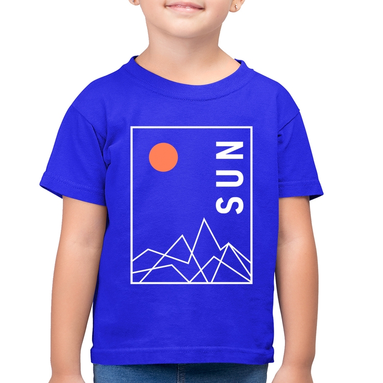 Camiseta Algodão Infantil Abstract Sun - Azul Royal