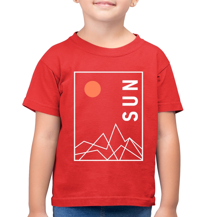 Camiseta Algodão Infantil Abstract Sun - Vermelha