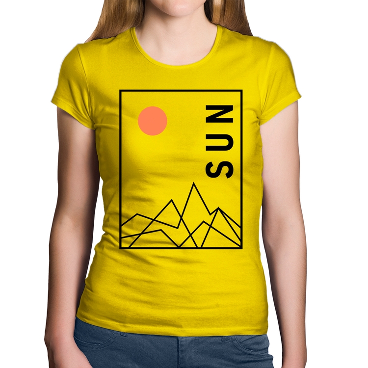 Baby Look Algodão Abstract Sun - Amarela