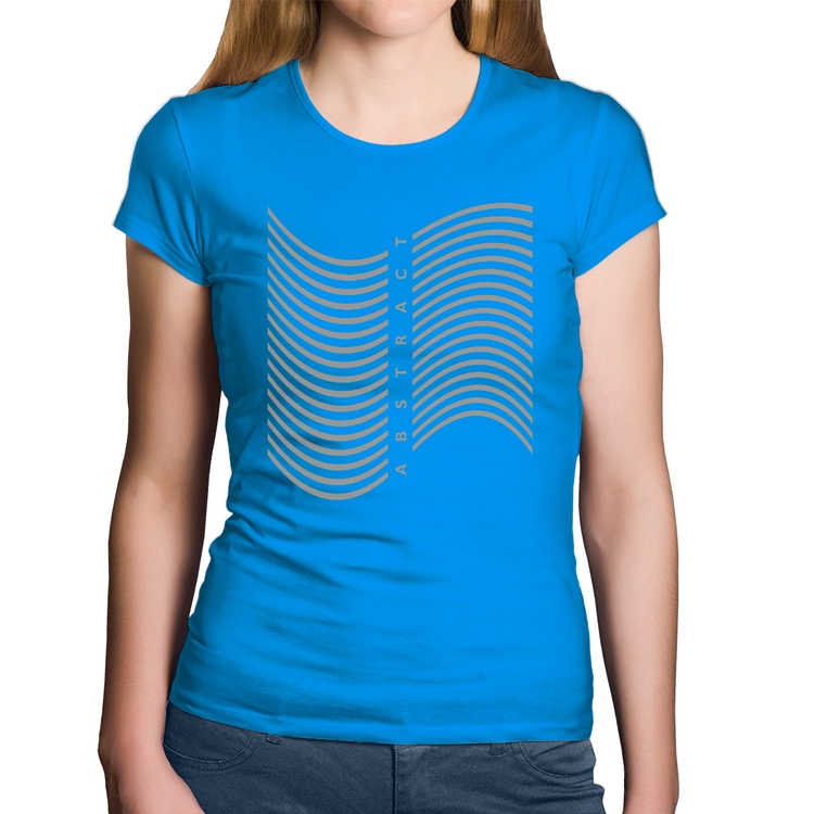 Baby Look Algodão Abstract Waves - Azul