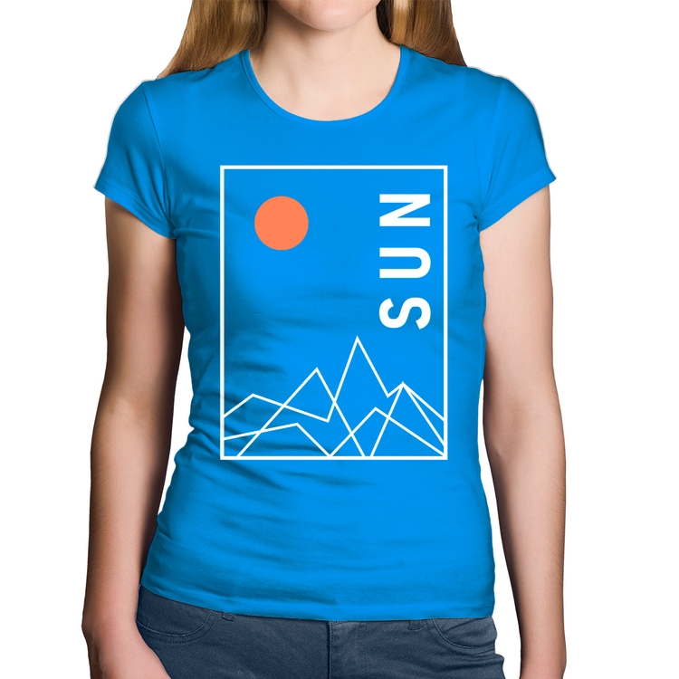 Baby Look Algodão Abstract Sun - Azul