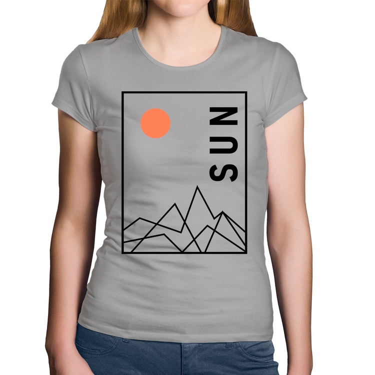 Baby Look Algodão Abstract Sun - Cinza