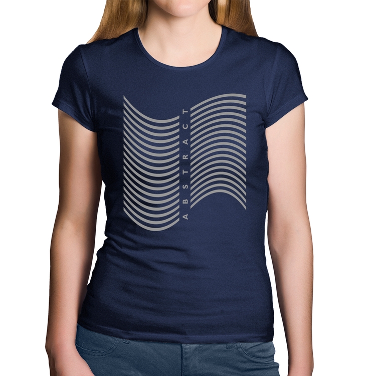 Baby Look Algodão Abstract Waves - Marinho