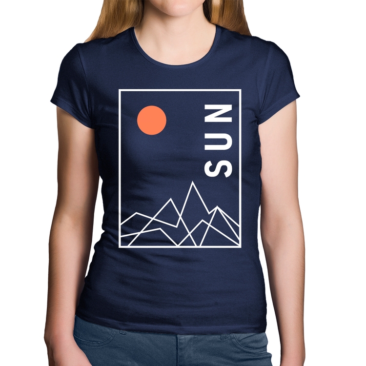 Baby Look Algodão Abstract Sun - Marinho