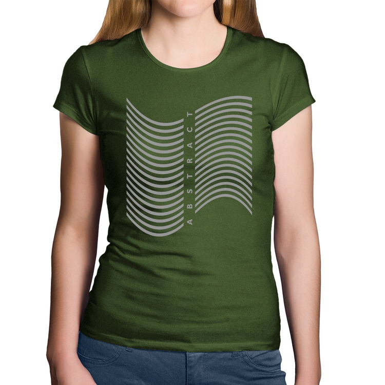 Baby Look Algodão Abstract Waves - Musgo