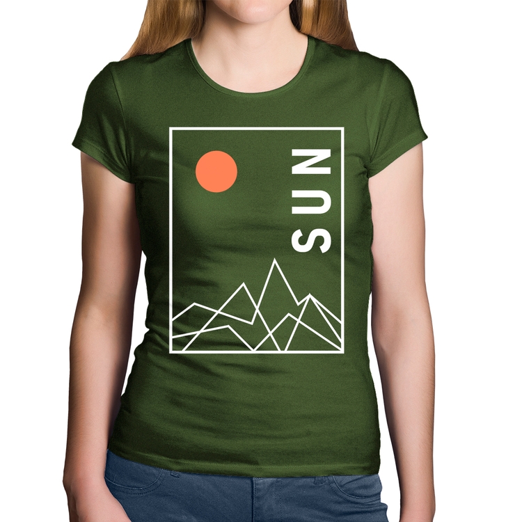 Baby Look Algodão Abstract Sun - Musgo