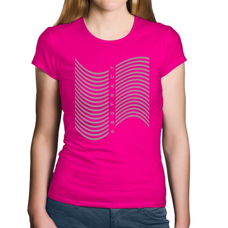 Baby Look Algodão Abstract Waves - Rosa