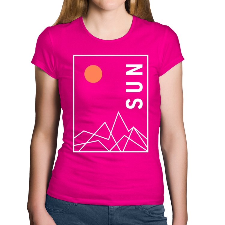 Baby Look Algodão Abstract Sun - Rosa