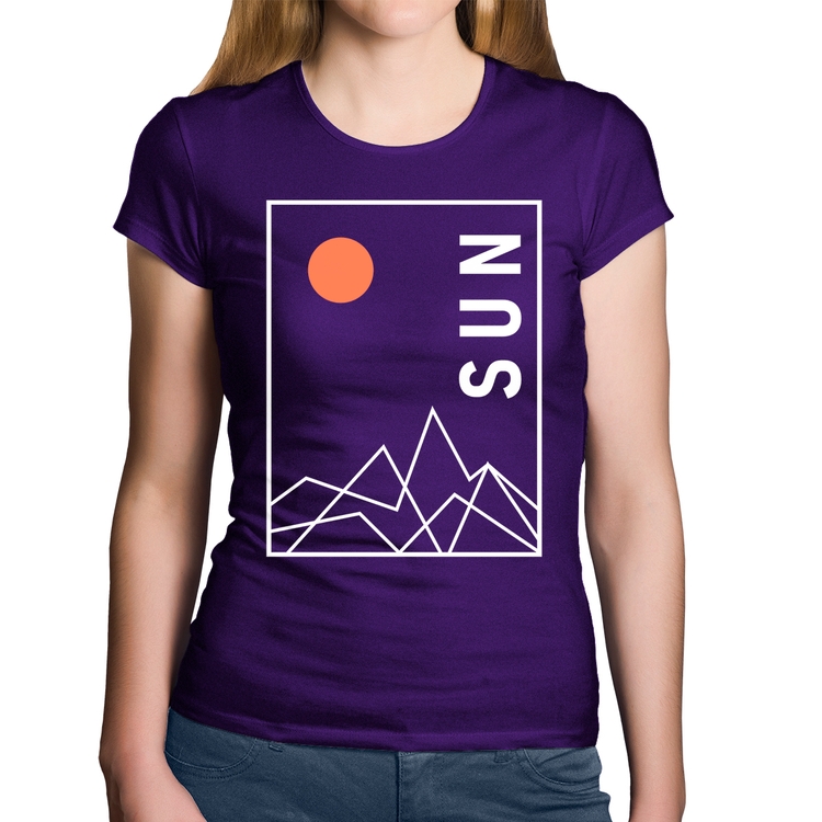 Baby Look Algodão Abstract Sun - Roxa