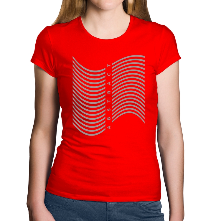 Baby Look Algodão Abstract Waves - Vermelha