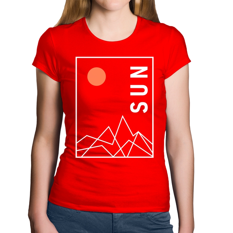 Baby Look Algodão Abstract Sun - Vermelha