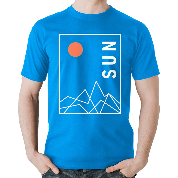 Camiseta Algodão Abstract Sun - Azul