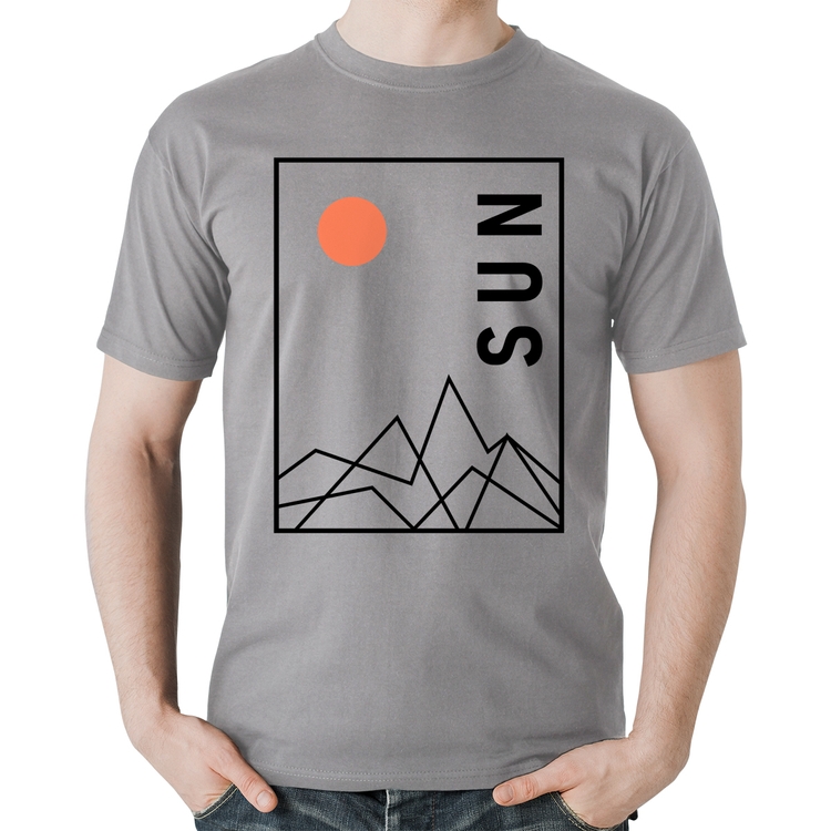Camiseta Algodão Abstract Sun - Cinza