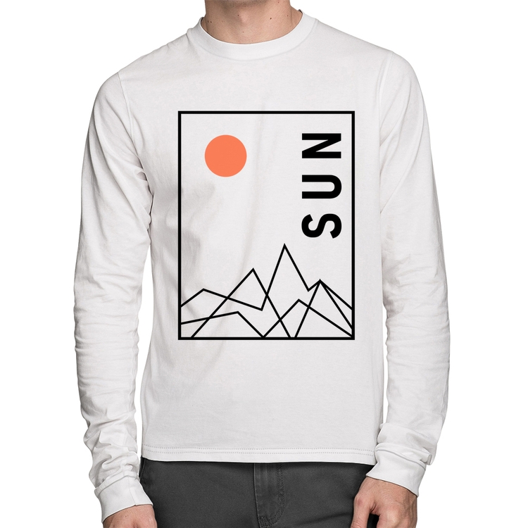 Camiseta Algodão Abstract Sun Manga Longa - Branca