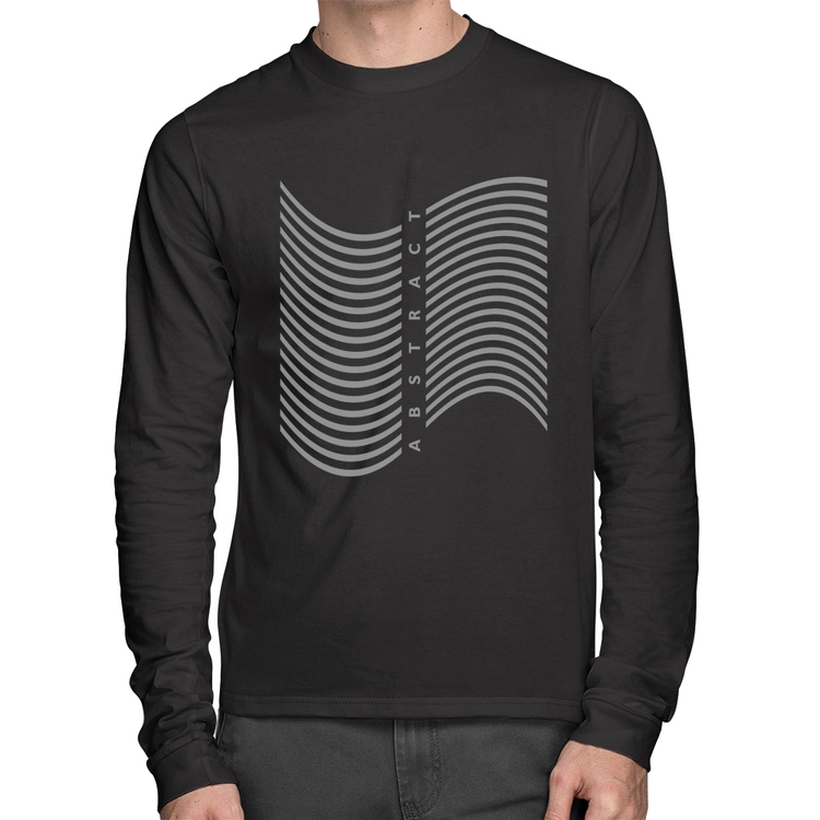 Camiseta Algodão Abstract Waves Manga Longa