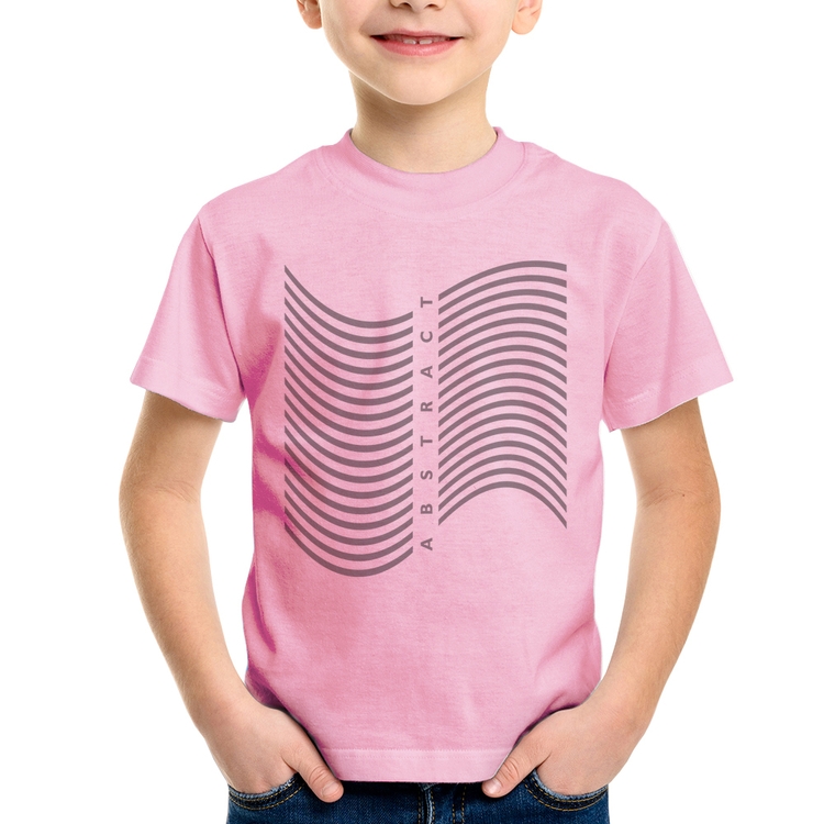 Camiseta Infantil Abstract Waves - Rosa Bebê