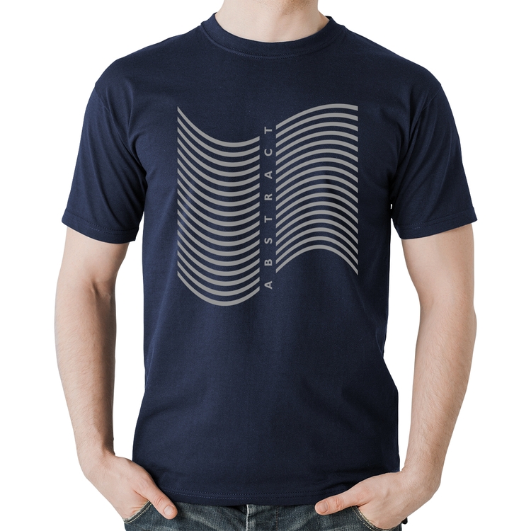 Camiseta Algodão Abstract Waves - Marinho