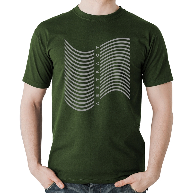 Camiseta Algodão Abstract Waves - Musgo