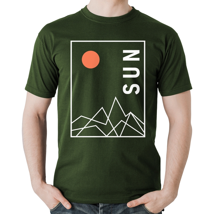 Camiseta Algodão Abstract Sun - Musgo
