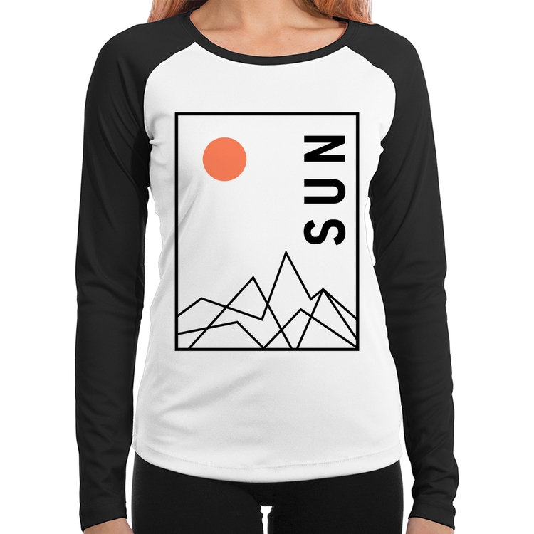 Baby Look Raglan Abstract Sun Manga Longa