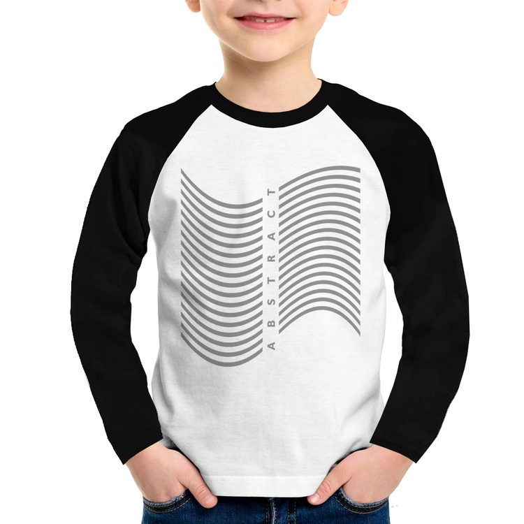 Camiseta Raglan Infantil Abstract Waves Manga Longa