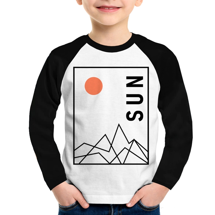 Camiseta Raglan Infantil Abstract Sun Manga Longa