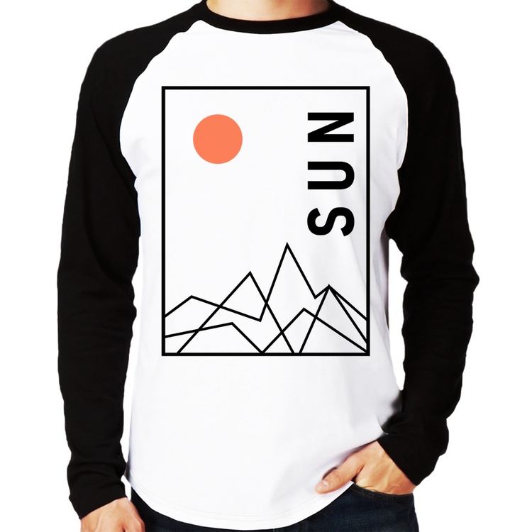Camiseta Raglan Abstract Sun Manga Longa