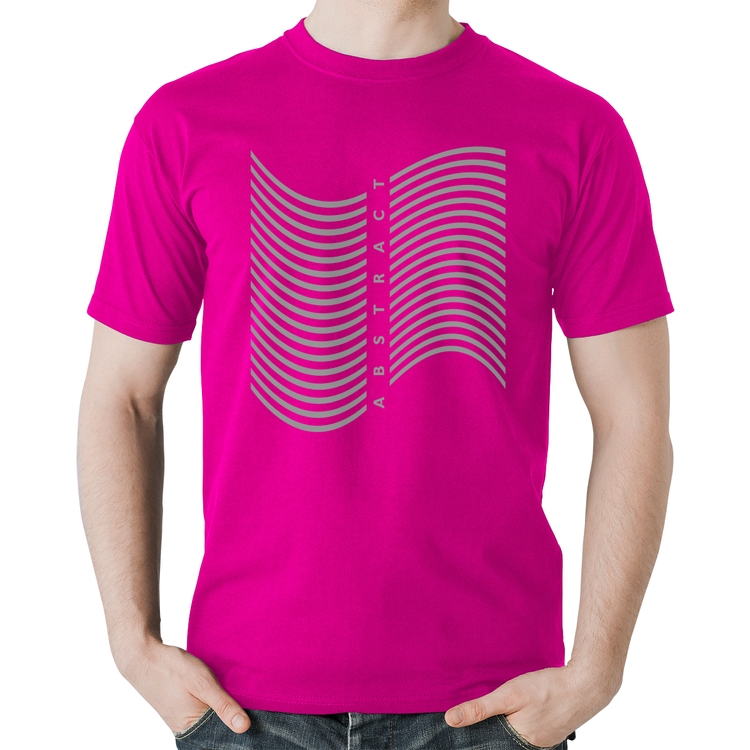 Camiseta Algodão Abstract Waves - Rosa