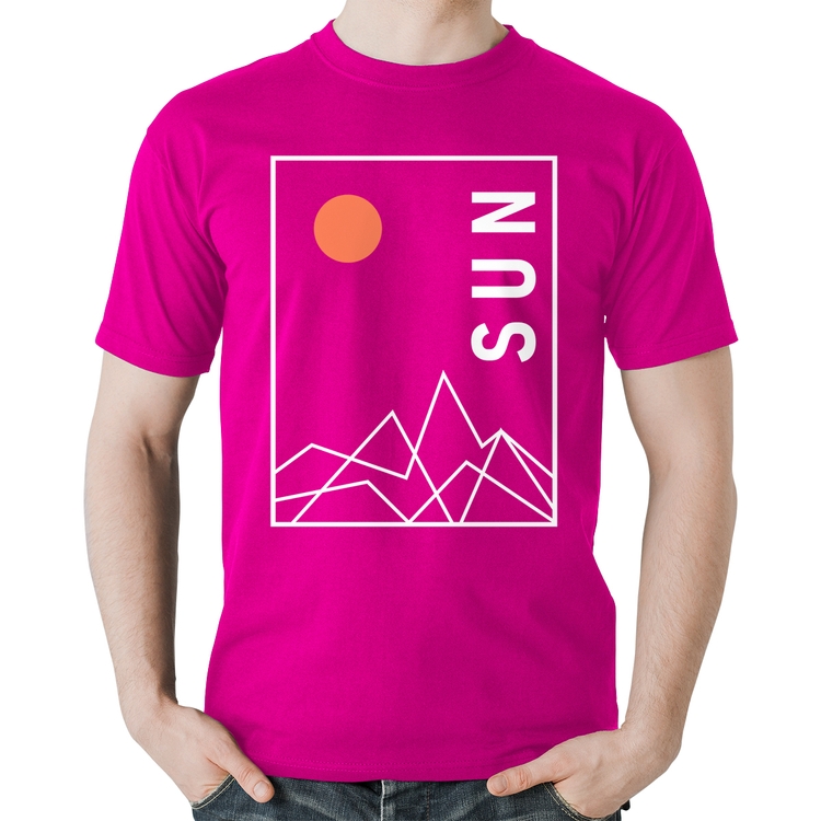 Camiseta Algodão Abstract Sun - Rosa