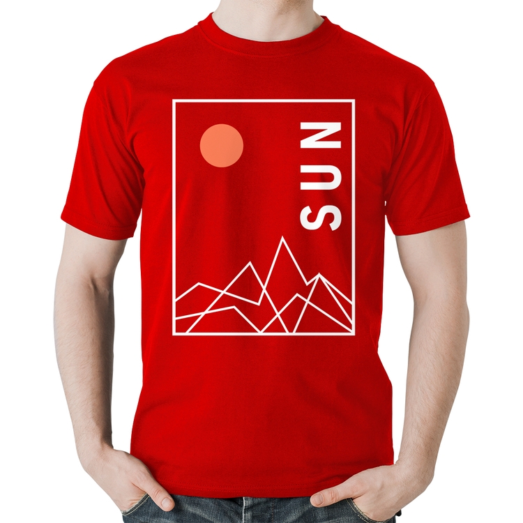 Camiseta Algodão Abstract Sun - Vermelha