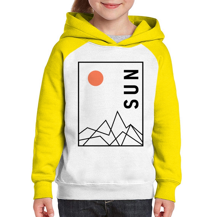 Moletom Infantil Abstract Sun - Branco/Amarelo