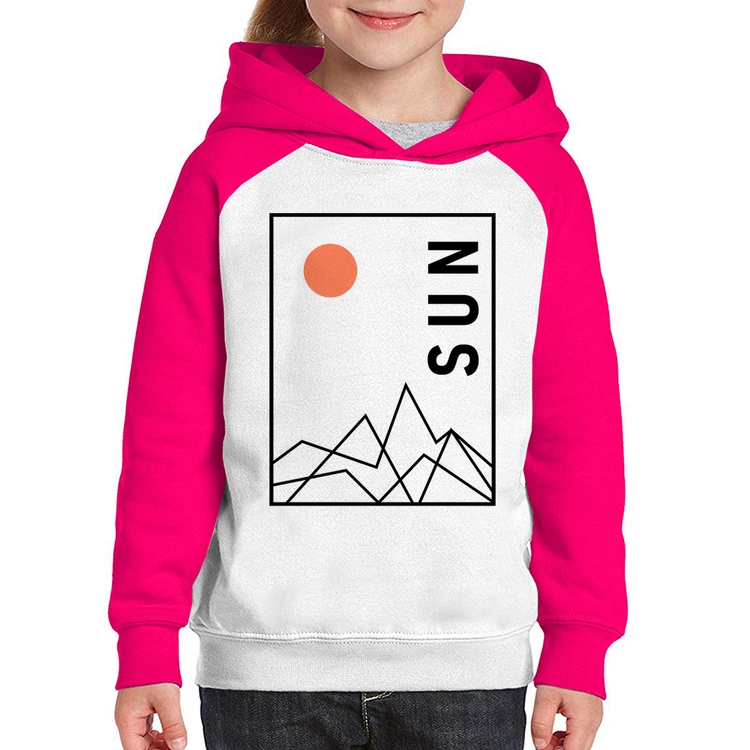 Moletom Infantil Abstract Sun - Branco/Rosa