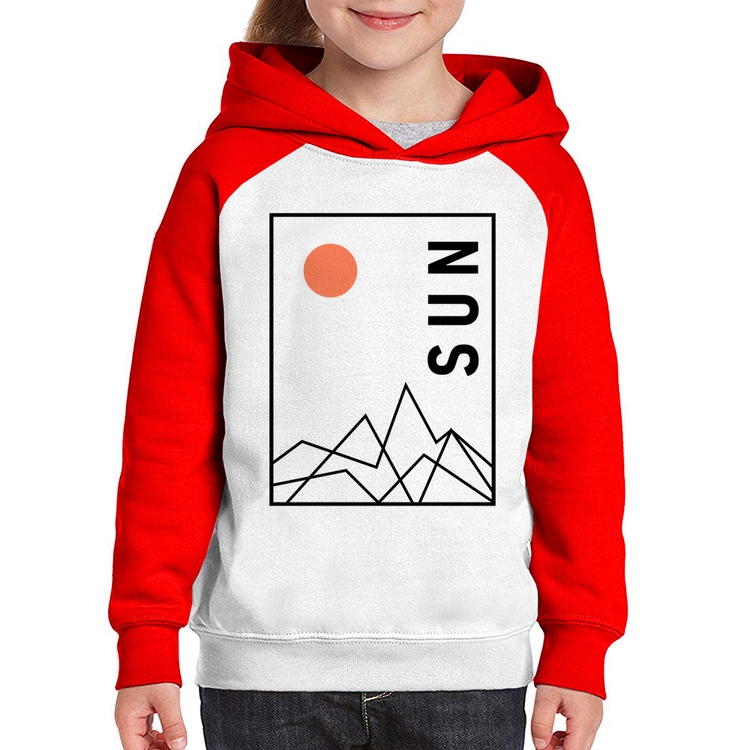 Moletom Infantil Abstract Sun - Branco/Vermelho
