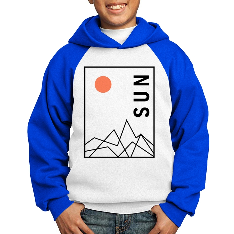 Moletom Infantil Abstract Sun - Branco/Azul