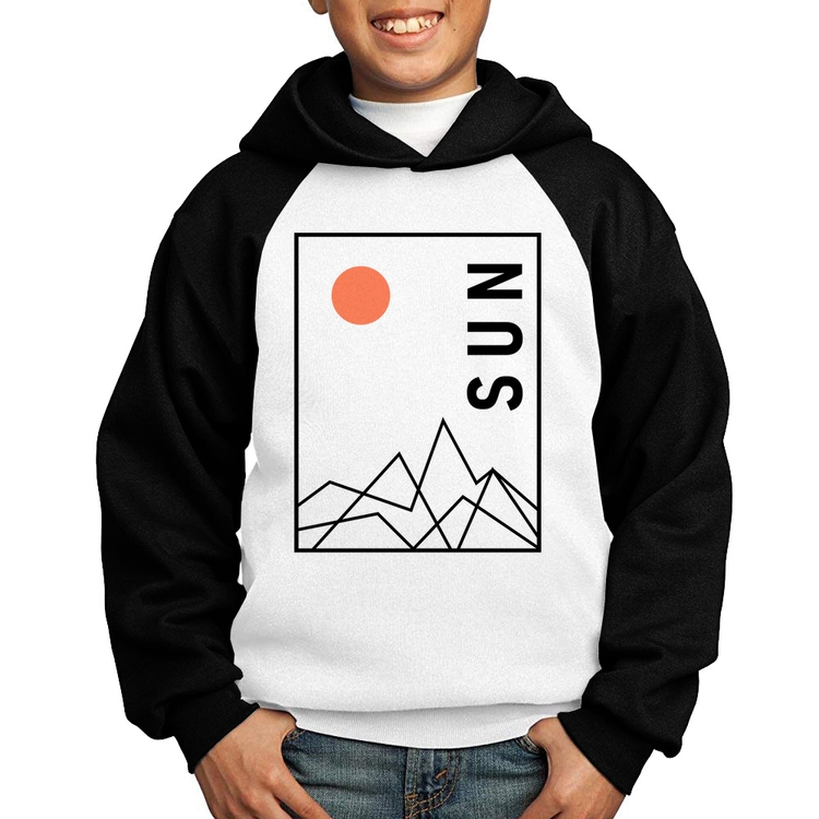Moletom Infantil Abstract Sun - Branco/Preto