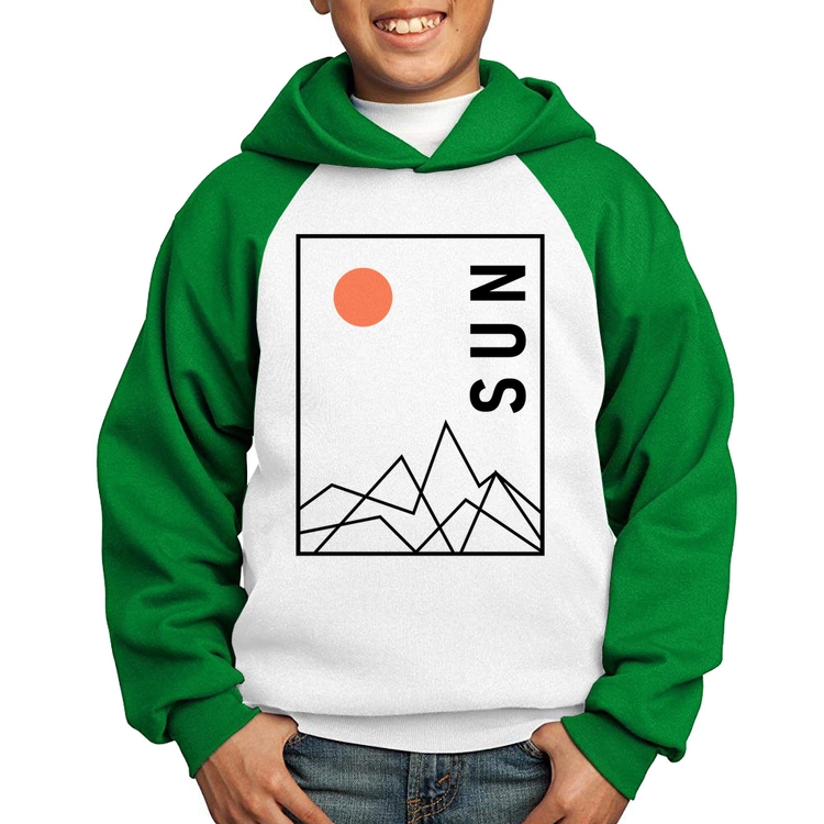 Moletom Infantil Abstract Sun - Branco/Verde