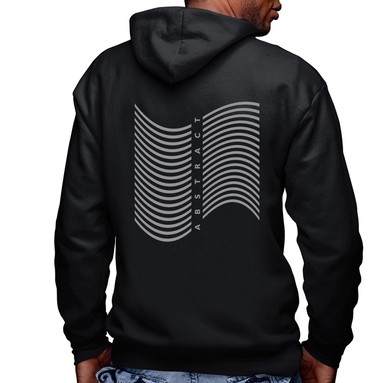 Blusa Moletom Abstract Waves Masculina com Capuz e Zíper
