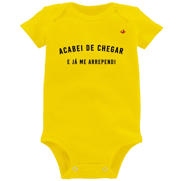 Body Bebê Acebei de chegar e já me arrependi - Amarelo