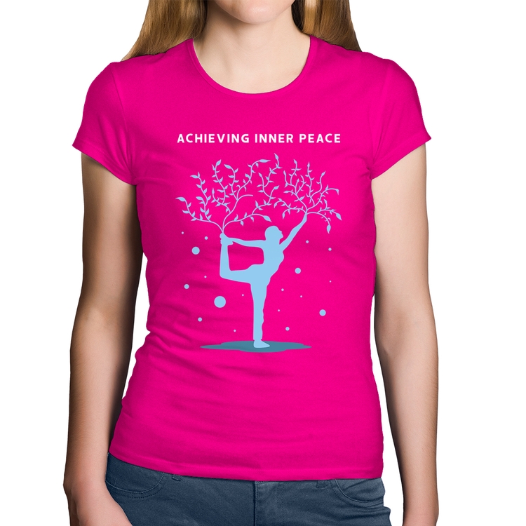 Baby Look Algodão Achieving Inner Peace - Rosa