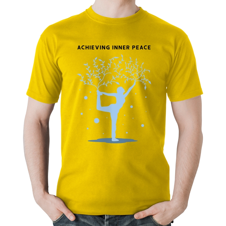 Camiseta Algodão Achieving Inner Peace - Amarela