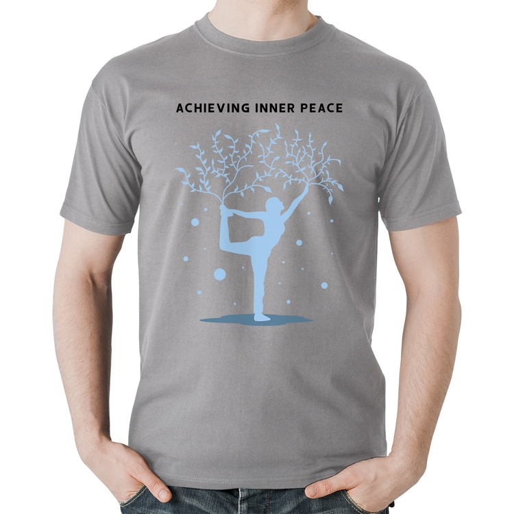 Camiseta Algodão Achieving Inner Peace - Cinza