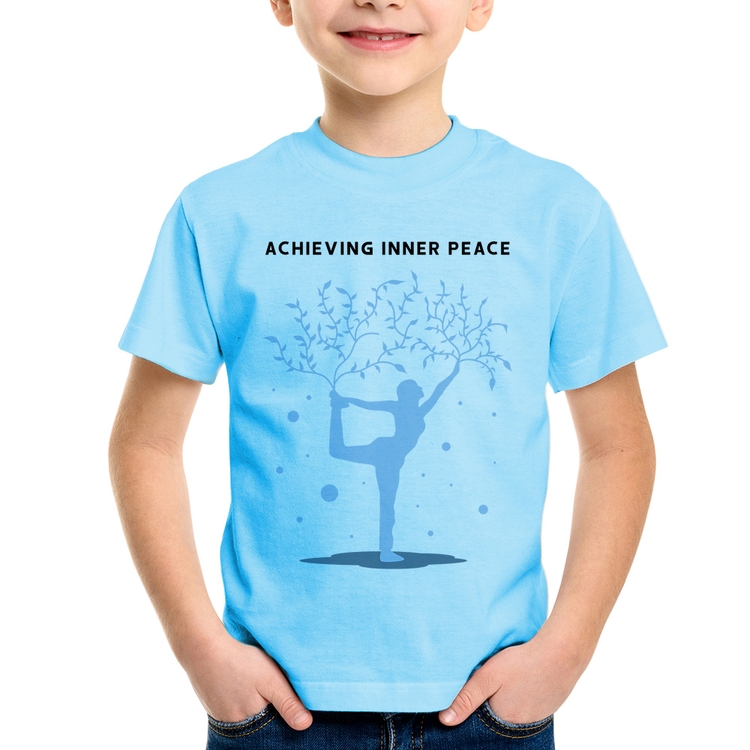 Camiseta Infantil Achieving Inner Peace - Azul Bebê