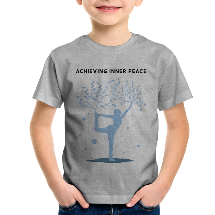 Camiseta Infantil Achieving Inner Peace - Cinza