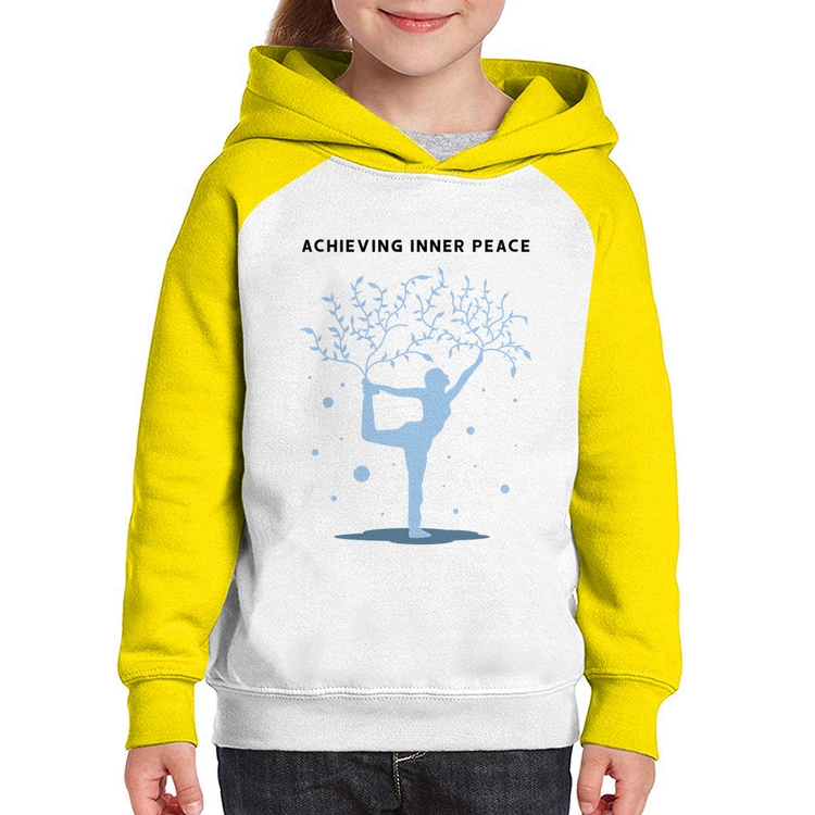 Moletom Infantil Achieving Inner Peace - Branco/Amarelo