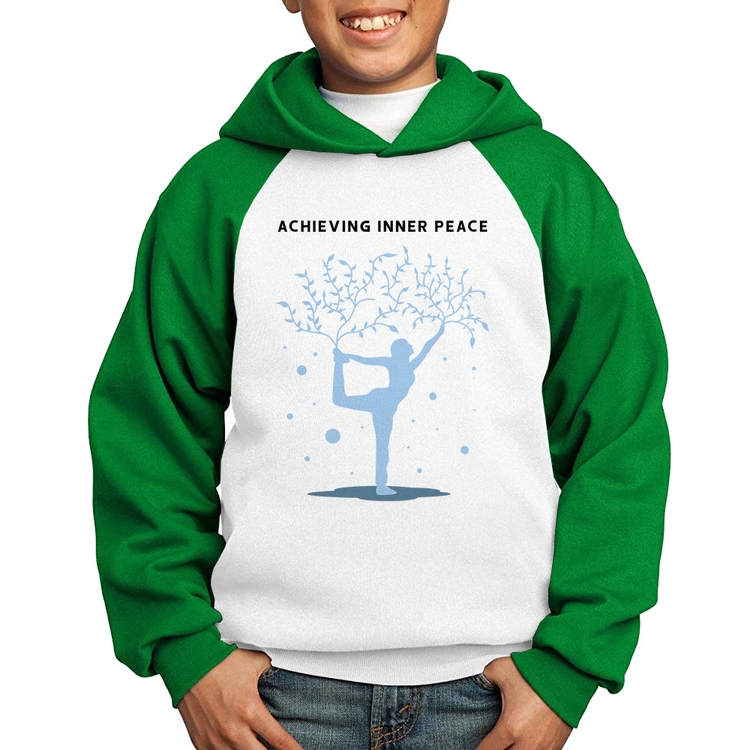 Moletom Infantil Achieving Inner Peace - Branco/Verde